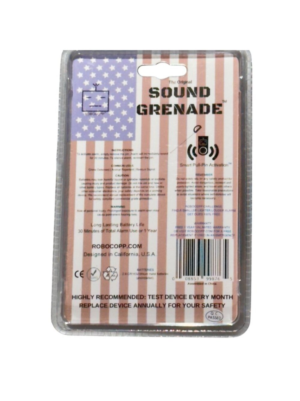 Sound Grenade Portable SOS Alarm 120 Decibel U.S.A. Edition with Carabiner - Picture 2 of 7